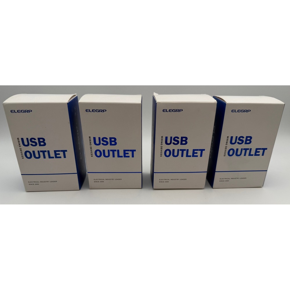 ELEGRP 4PK USB Outlet 20 Amp Duplex Receptacle Black R1620D40-BL Smart Wall Plug